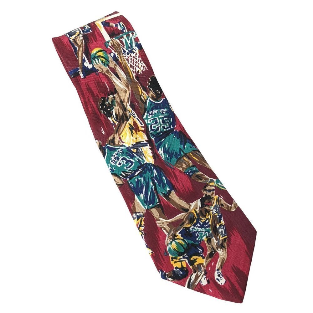 Lands' End Basketball Hoop Silk Novelty Necktie